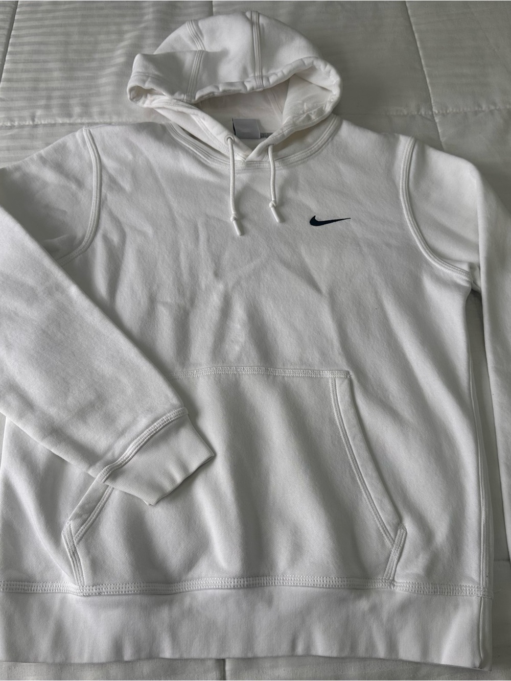 Men’s Nike White Hoodie with Navy Swoosh